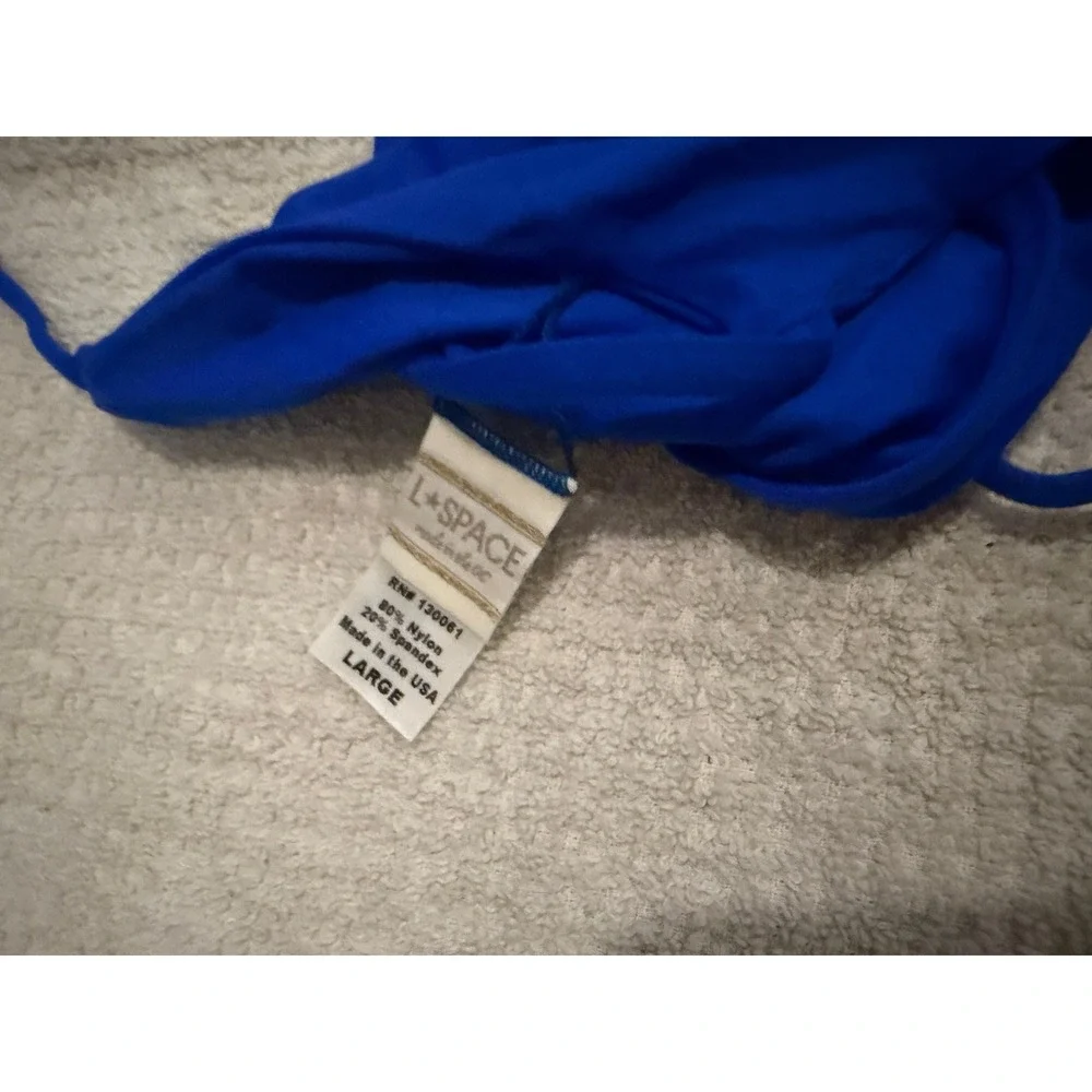 L*Space Royal Blue Triangle Halter Bikini Set Two Piece Swimsuit Large NWOT
